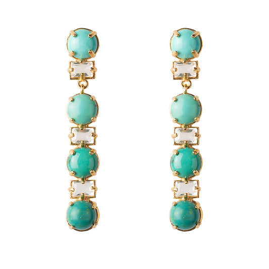 Turquoise & Rock Crystal Linear Earrings