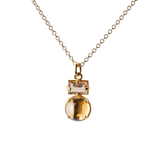 Citrine & Golden Tourmaline Charm Necklace