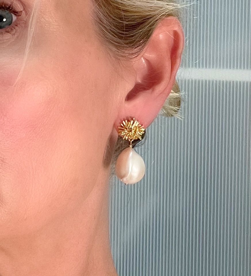 Sunburst with Baroque Pearl Earrings