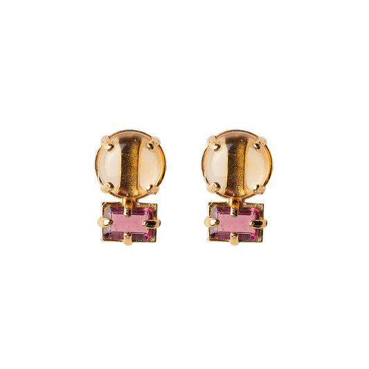 Citrine & Pink Tourmaline Earrings