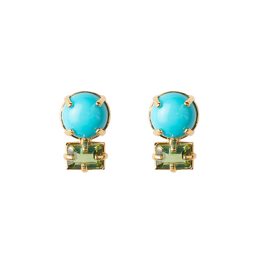 Kingman Turquoise & Green Tourmaline Earrings