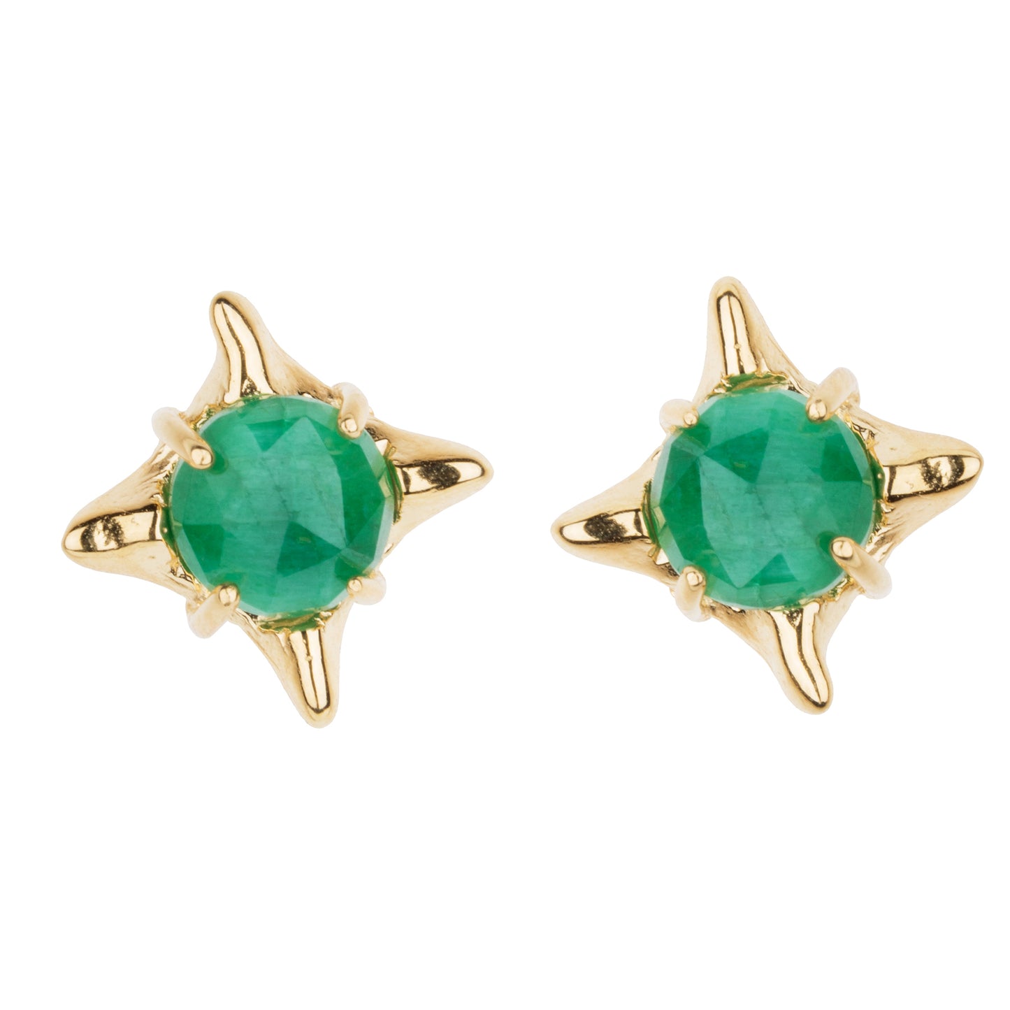 Small Pagoda Pyramid Stud with Faceted Emerald