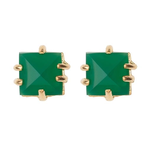 Green Onyx Pyramid Stud Earrings