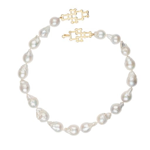 Baroque Pearl Bamboo Clasp Necklace
