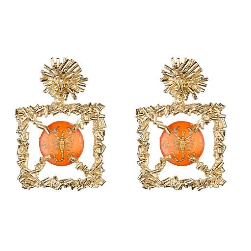 Sunburst & Vintage Glass Scorpio Zodiac Earrings